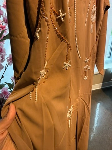 Caramel Bloom Abaya | Size 52 | W/ Scarf