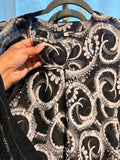 Black & Silver Pattern Abaya | Size 54 | W/ Scarf
