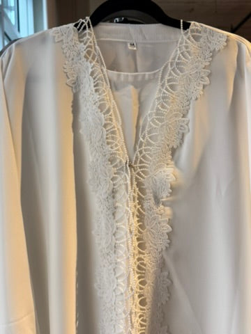 Pearl White Abaya | Size 58 | W/ Scarf