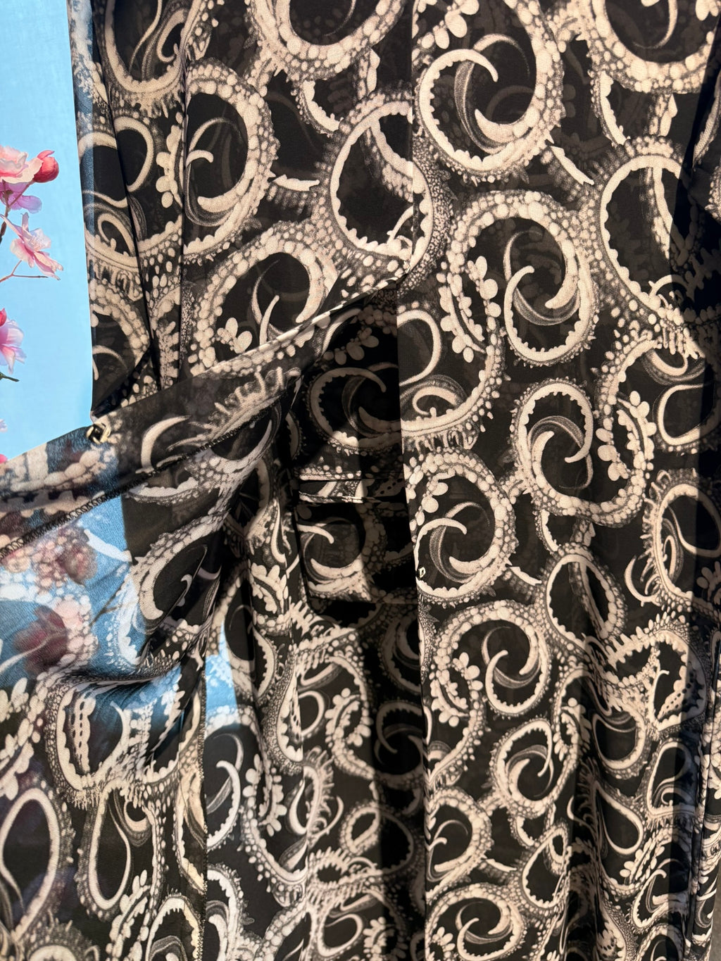 Black & Silver Pattern Abaya | Size 54 | W/ Scarf