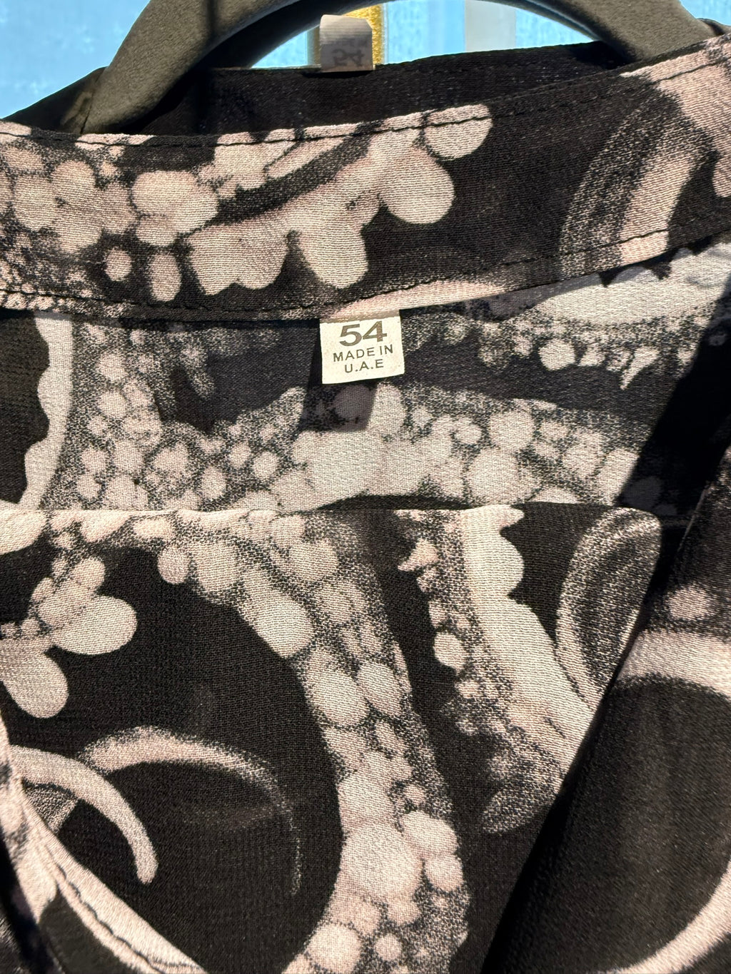 Black & Silver Pattern Abaya | Size 54 | W/ Scarf