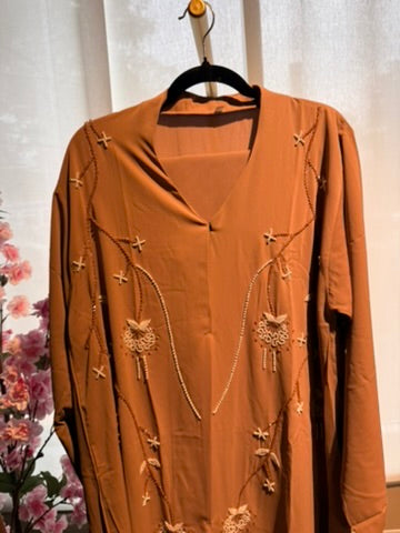 Caramel Bloom Abaya | Size 52 | W/ Scarf