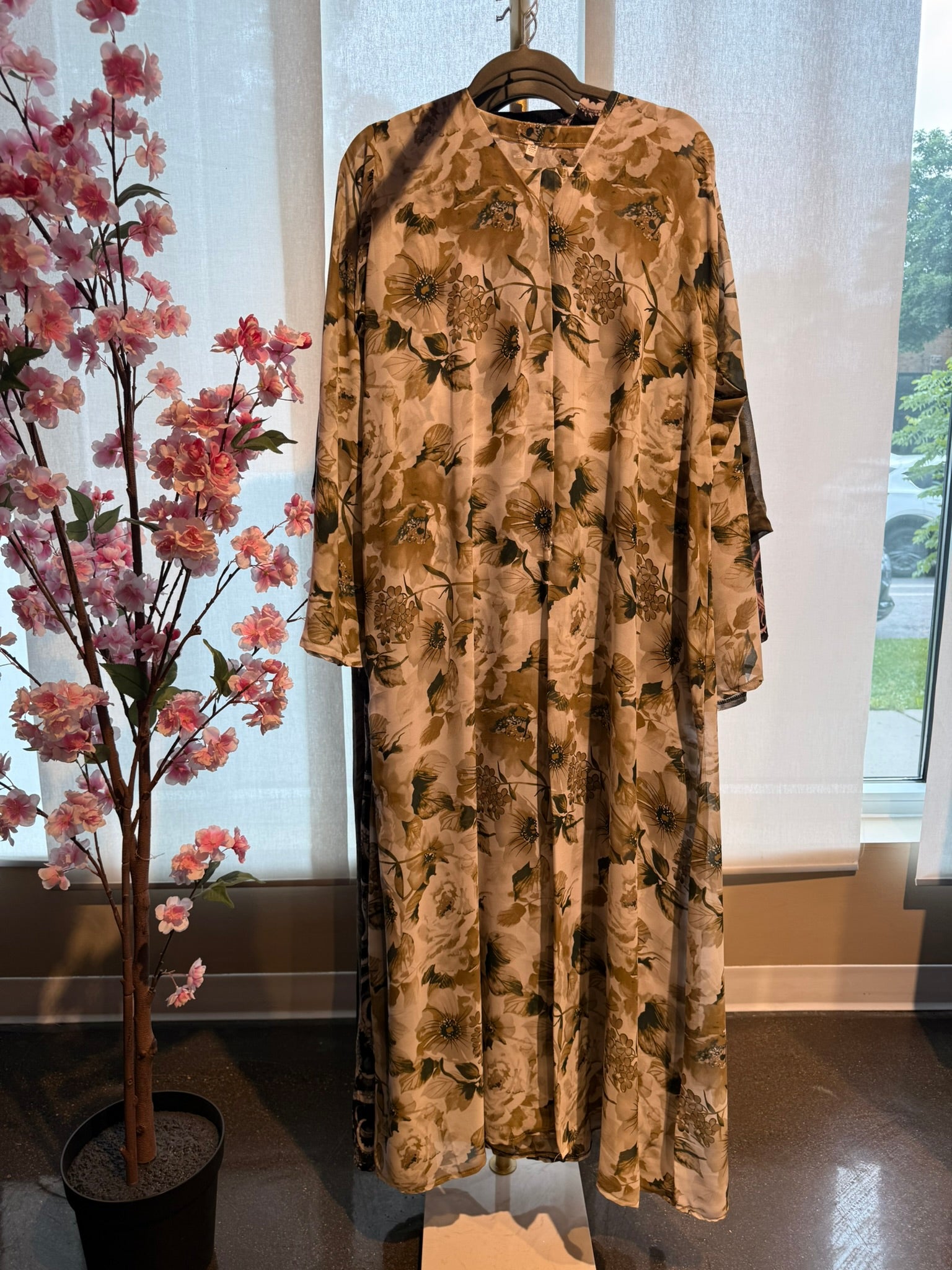 Floral Button Abaya
