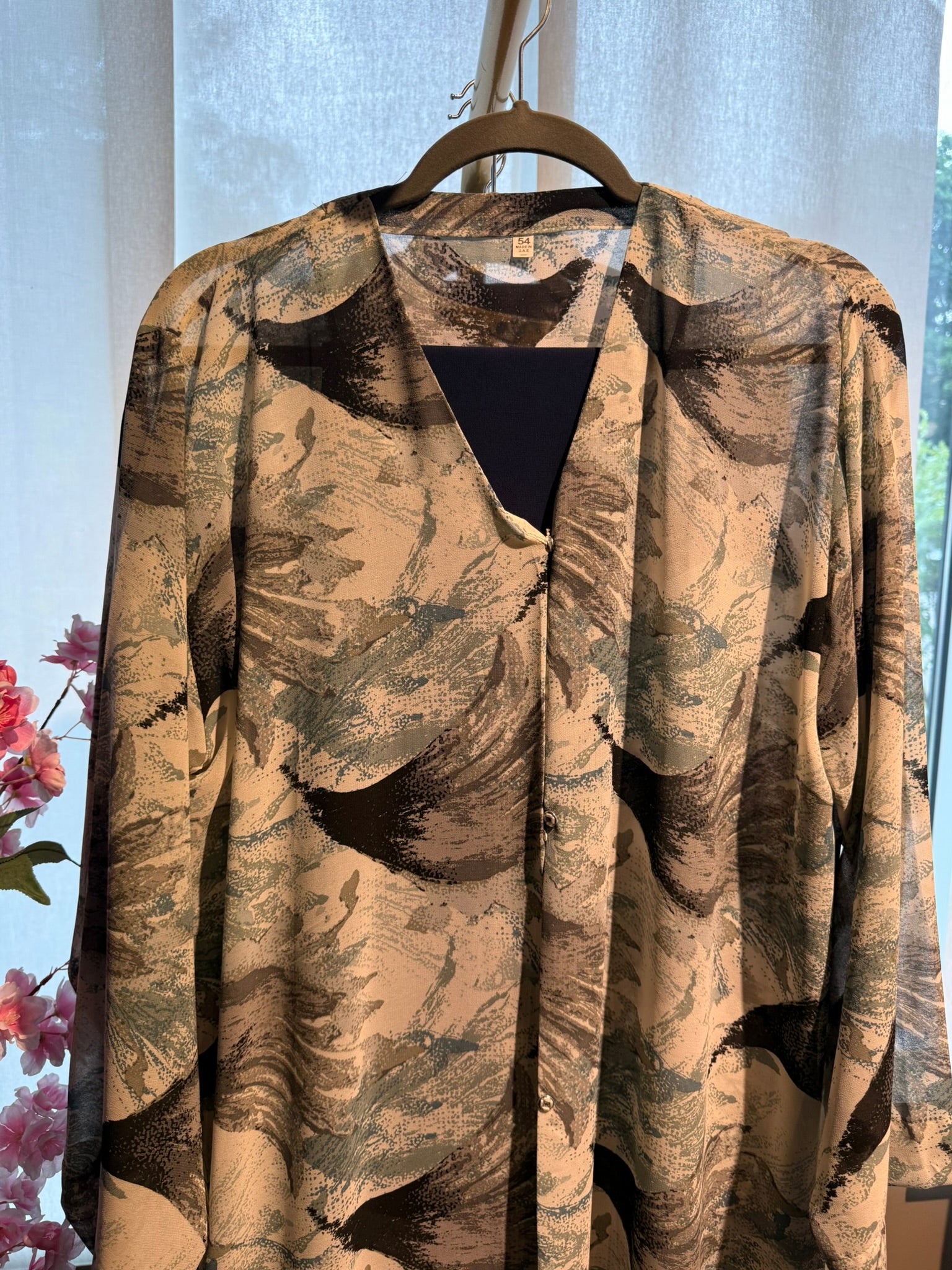 Elegant Floral Abaya | Size 54 | W/Scarf
